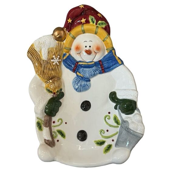 New in the box Ceramic Snowman Candy Tray. 11" Christmas/holiday - Picture 1 of 3